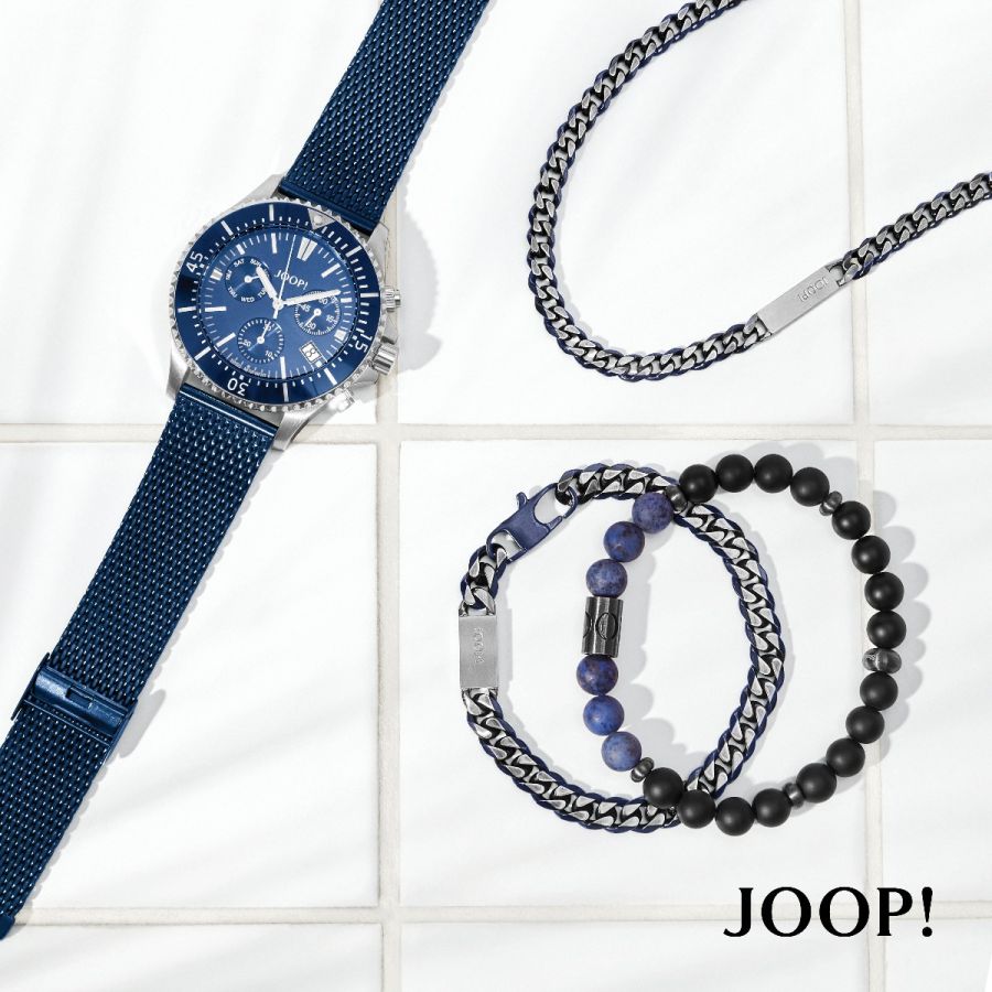 Joop! 2035041 Armband Herren Logo-Schriftzug Schwarzes Leder Edelstahl  IP-Gold | Karat24