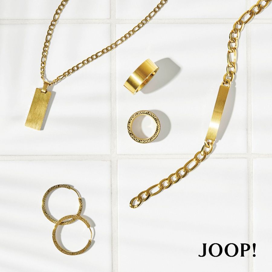 Joop! Halskette Figaro-Stil Edelstahl 2035895 Unisex Karat24 Anhänger | Logo IP Vergoldet