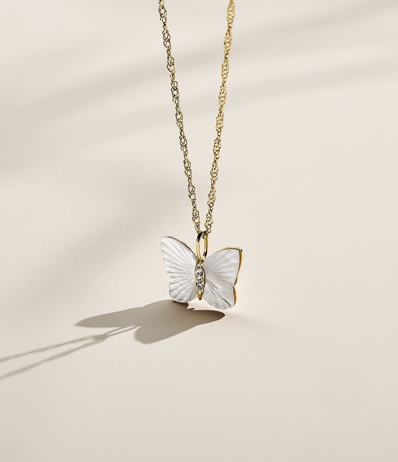 Fossil JF04424710 | Perlmutt Halskette Karat24 Damen Wings Gold-Ton Anhänger Butterfly mit